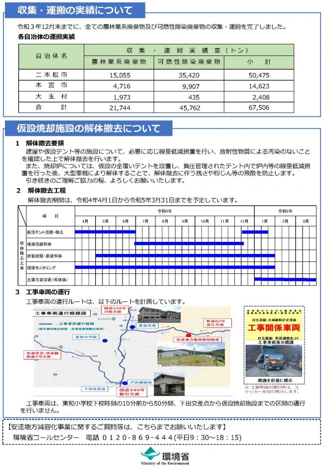 安達地方仮設焼却施設における処理の完了について２