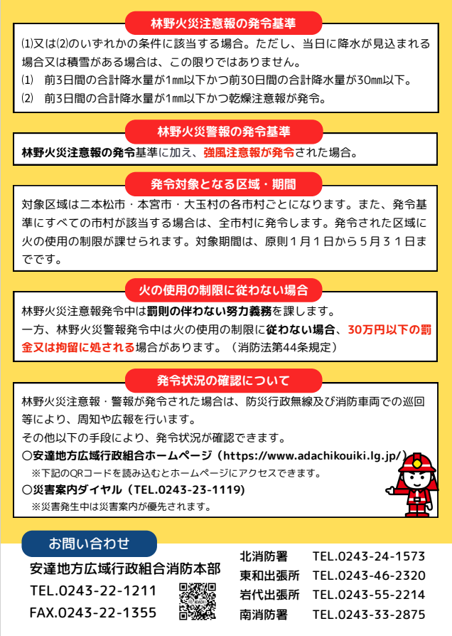林野火災注意報・警報チラシ